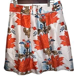 Talbots Pure Silk Women’s Size 10 Wide Belt Large Floral 100% Silk A-Line Skirt